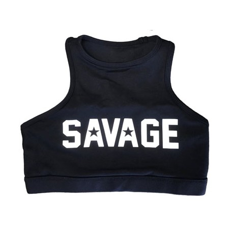 savage barbell Cross- Training women sports bra high neck black dr wod