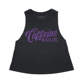 CAFFEINE & KILOS - "Script logo" Women Muscle Tank crop - Charcoal