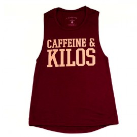 CAFFEINE & KILOS - Muscle Tank Femme "Bold Logo" - Maroon