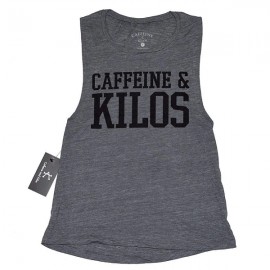 CAFFEINE & KILOS - "Bold logo" Women Muscle Tank  - Asphalt