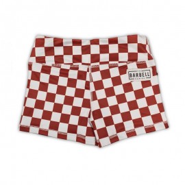 THE BARBELL CARTEL - Womens  Shorts Comp 2.0 " Maroon Checkered