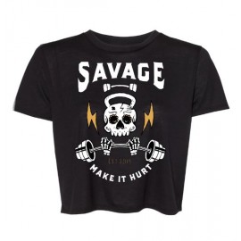 SAVAGE BARBELL - Women Crop TEE "MAKE IT HURT"