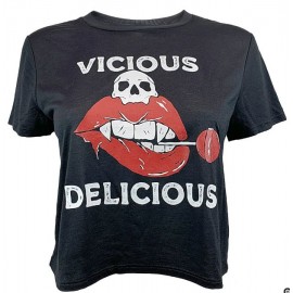 SAVAGE BARBELL - Crop Tee Femme "VICIOUS DELICIOUS"