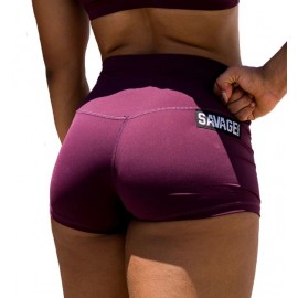 SAVAGE BARBELL - Short Femme Taille Haute "WINE"