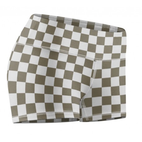 THE BARBELL CARTEL - Short femme "Comp 2.5" CHECKER AUTUMN WHEAT"